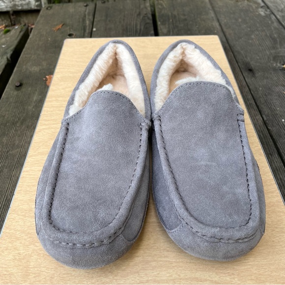 UGG Men’s Ascot Suede Sheepskin Lined Slippers In Gray Sz 10 - Picture 7 of 13